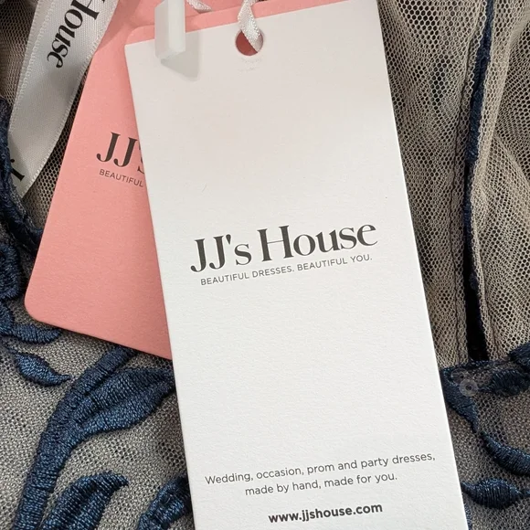 JJs House Navy Lace Midi Dress with Sequins. Sheer neck & sleeves. NWT.  Size 6 - Picture 8 of 11